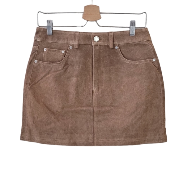 BLANK NYC Brown Pecan Suede Leather Mini Skirt Size 27